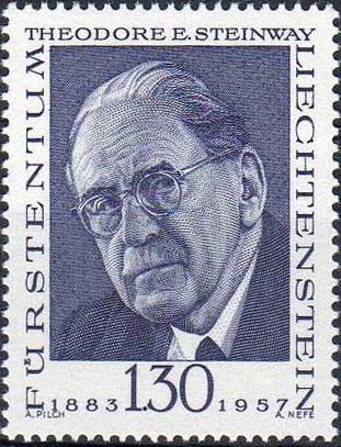 Марка с портретом Теодора Стейнвея (1883 – 1957). Почтовая серия Лихтенштейна